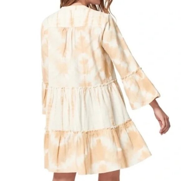 Faherty Vida Tie Dye Trapeze Dress in Maple Sugar - Picture 2 of 6